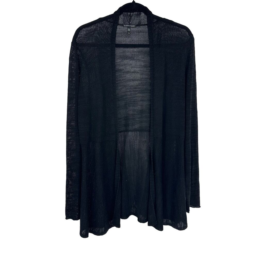 Eileen Fisher Womens Linen Open CardiganLightweight Lagenlook Minimalist Casual - Picture 1 of 8